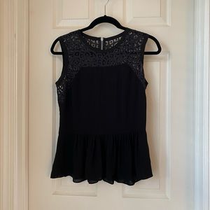 Rebecca Taylor Lace Sleeveless Peplum Top
